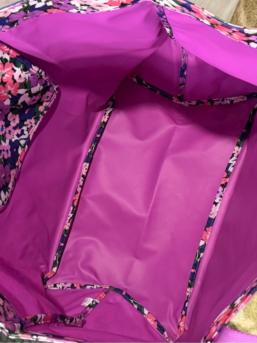 Vera Bradley Large Tote Bag Floral Print Purple Pink - Picture 8 of 12
